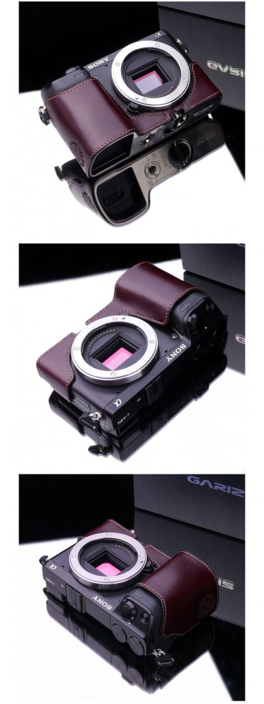 Gariz Leather Half Body Case for Sony Alpha NEX 7 Compact System Camera (Brown)