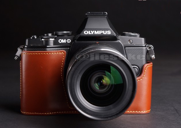 Half Leather Case for Olympus OM-D EM-5 Micro Four Thirds Camera Brown Color