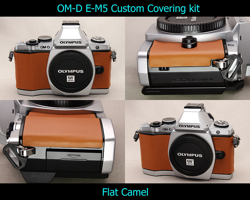 Olympus OM-D E-M5 Aki-Asahi Custom Camera Covering Kit Brown Flat Camel
