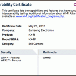 Samsung NX-R Compact System Camera Wifi Interoperability Certificate