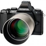 Olympus 75mm F1.8 lens with lens hood and Olympus OM-D E-M5 Micro Four Thirds Camera